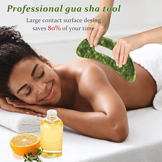 ideayard Large Jade Stone Gua Sha Massage Tool, Scraping Tool for Lymphatic Drainage, Body Sculpting for Muscle Scraping & Cellulite Reduction