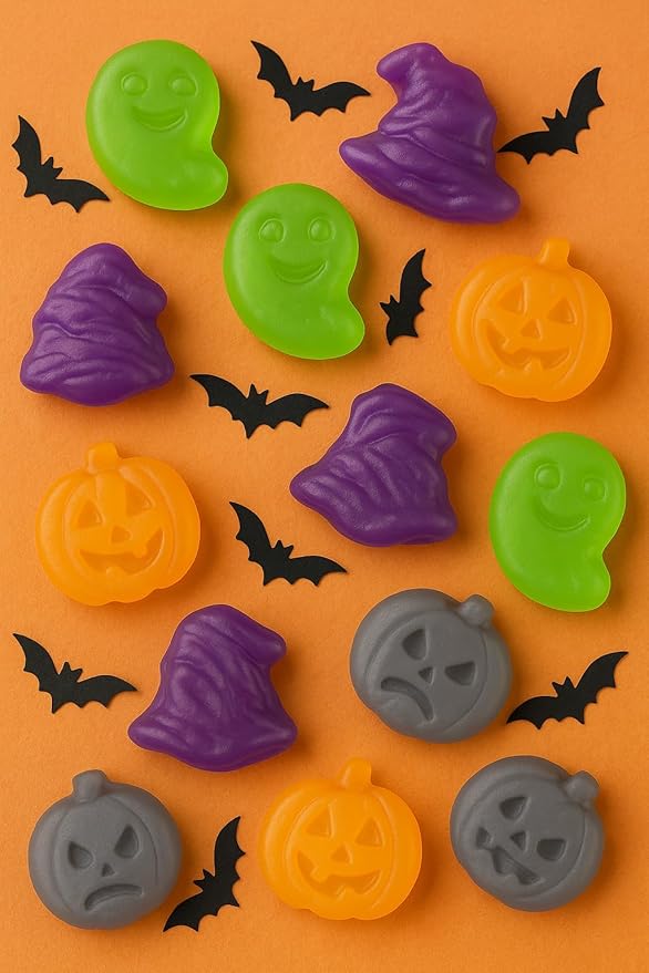 Halloween Spooky Treat Gummy Candy Mix 50 Pcs Individually Wrapped Fruit Flavored Candies - Trick or Treat Party Favor (25 Pcs Per Bag(3.53 oz) - 2 Bags