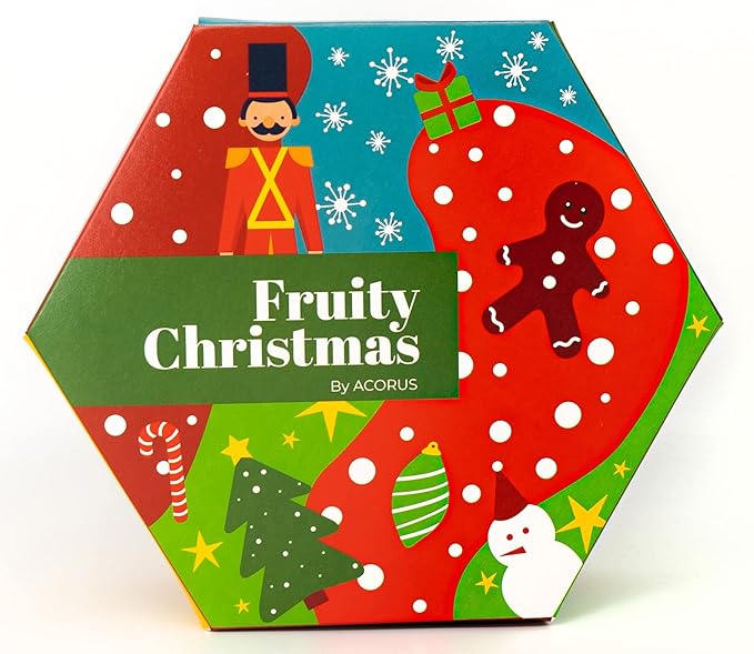 ACORUS Fruity Christmas Tea Set, Fruit Tea Gift Set, 60 Assorted Tea Bags Variety Pack, Fruit Tea Sampler, Specialty Tea Bags Individually Wrapped, Tea Gifts for Women, Men, Tea Lovers