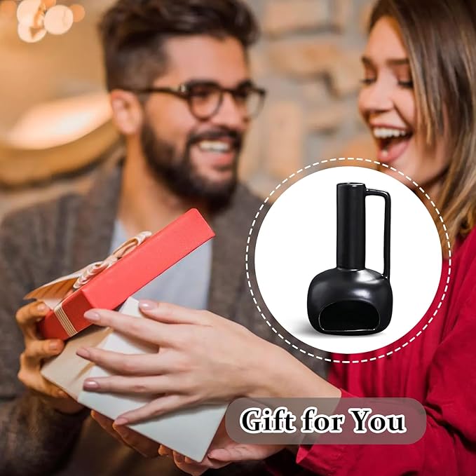 Simcat Handmade Ceramic Holder Incense Burner for Palo Santo Sticks Sage Bundles Candlestick, Suitable for Yoga Meditation Room Home Decor (Black)