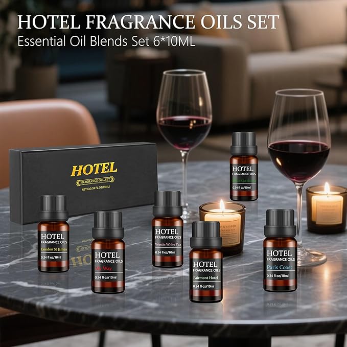 Hotel Collection Luxury Diffuser Oils Set for Diffusers, Fragrance, Scents for Candle Making, Soap (6 * 10ML Set01)
