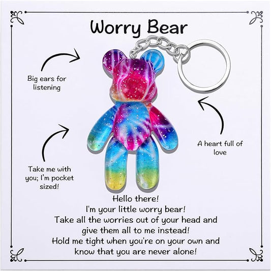 Pocket Bear Hug, Anxiety Relief Gift for Friend, Mental Health Positivity Gift for Women, Autism Fidget Gifts, Comforting Present for Son Daughter Back to School, Rainbow Gradient