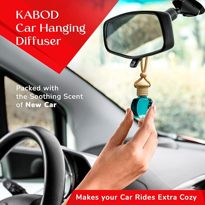 Kabod New Car Scent Hanging Air Freshener | Essential Oil Diffuser for Car | Long-Lasting Fresh Smell | Odor Eliminator for Smoke, Food & Pets | 10 ml