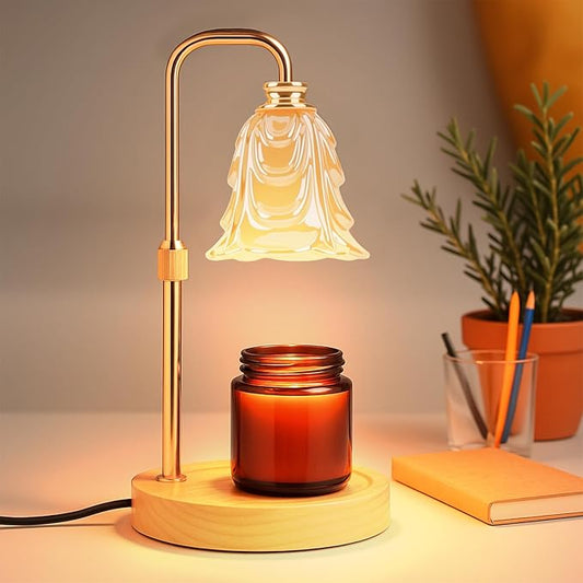 Candle Warmer Lamp with Timer and Dimmer, Electric Wax Warmers for Scented Candles with 5 Brightness Settings, Anti-Glare Lamp with Adjustable Height, Home Decor, Gift for Christmas, Birthday