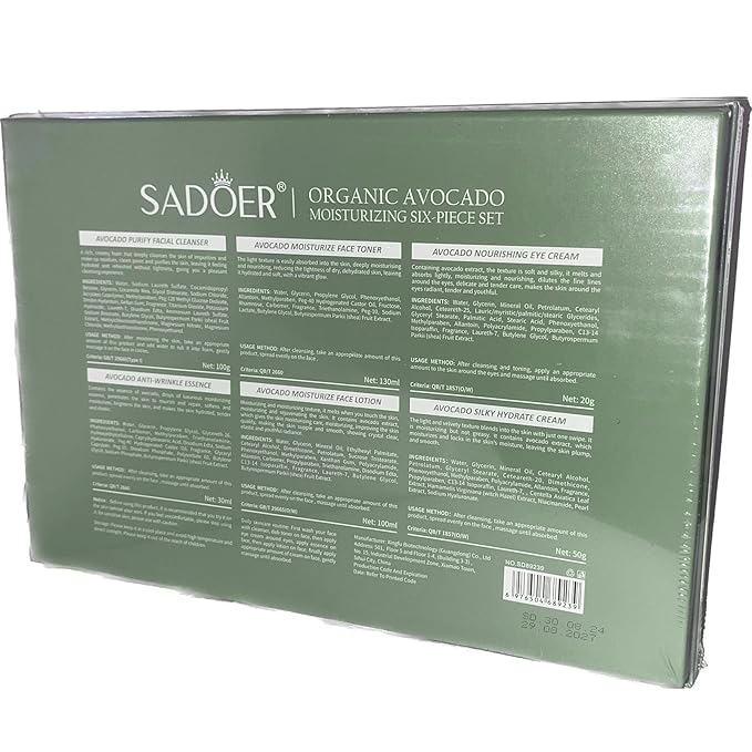 Avocado Skincare Sets, 6Pcs Skincare Gift Set with Facial Cleanser, Face Serum, Face Cream, Eye Cream, Toner, moisturizing Lotion, Skin Care Sets & Kits, Hydrating Facial Kit for women