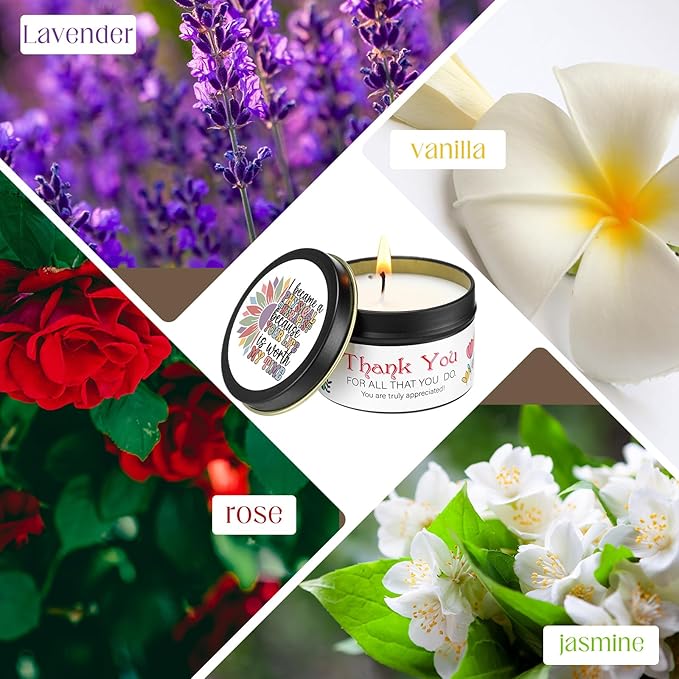 12 Pcs Physical Therapy Month Gifts Candles Bulk 3 oz Thank You Soy Wax Jar Candles for Scented Small Candle Gift Set Basket for PT PTA Physical Therapy Week Thank You Gifts(Pt Month)