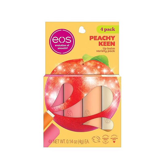 eos Lip Balm Gift Set- Peachy Keen, Limited-Edition Lip Moisturizer, Variety Pack, 0.14 oz, 4-Pack