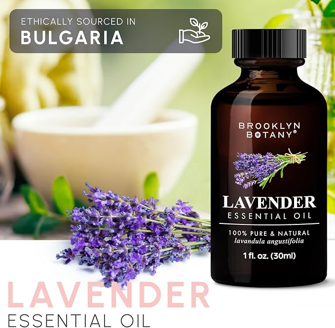 Brooklyn Botany Lavender Essential Oil - 100% Pure and Natural - Premium Grade Oil with Dropper - for Aromatherapy and Diffuser - 1 Fl Oz