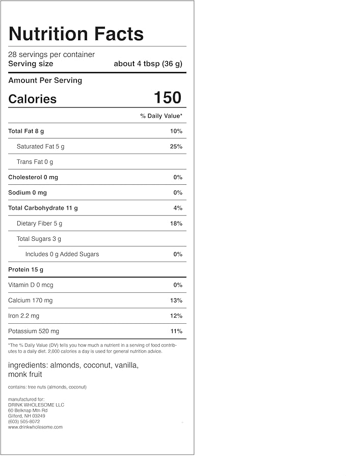 drink wholesome Vegan Vanilla Almond Protein Powder | for Sensitive Stomachs | Additive & Dairy Free | No Artificial Sweeteners | No Bloating, Farts or Gas | No Constipation or Diarrhea