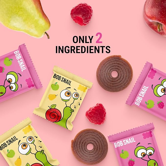 Bob Snail Exotic Mix Fruit Roll Ups – Healthy Sweets, Real Dried Fruits Snacks, No Added Sugar, Vegan, Nut Free, Candy for Adults and Kids – Pear and Raspberry Flavour 50 pcs, 500g