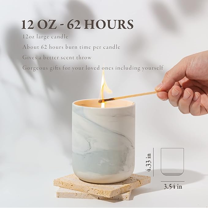 Hidden Label Scented Soy Candles, Large Candle 12oz Thai Lemongrass Ceramic Jar Lava Collection, Gorgeous Gifts for Birthday Thanksgiving Christmas