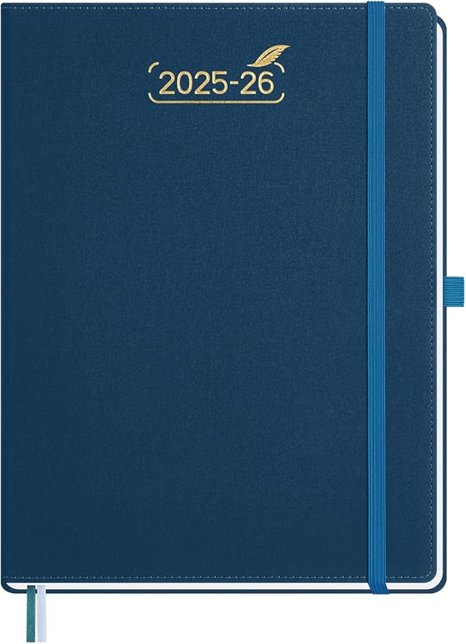 BEZEND 2026 Planner Weekly and Monthly (8.5" x 11"), Large 2-Column Calendar Book (Jul 25-Dec 26), Dual Schedule for Daily Appointment, Inner Pocket & Tabs, PU Leather Hardcover - Prussian Blue