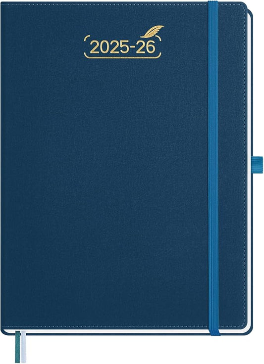BEZEND 2026 Planner Weekly and Monthly (8.5" x 11"), Large 2-Column Calendar Book (Jul 25-Dec 26), Dual Schedule for Daily Appointment, Inner Pocket & Tabs, PU Leather Hardcover - Prussian Blue