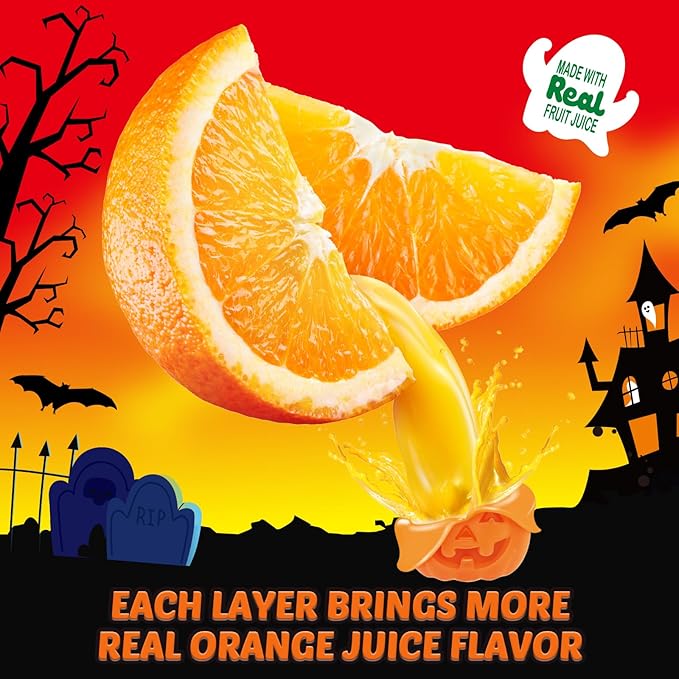 AMOS Peelerz Halloween Gummy Pumpkins, Peelable Orange Flavor Candy, Made with Real Fruit Juice, 6oz Resealable Bag