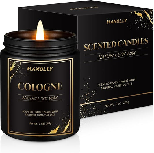 Cologne Candle,9 oz Scented Candles for Home Soy Candle Wax, Masculine Aromatherapy Candles for n Men, Birthday Christmas Gifts, Perfect for Creating a Classic Ambiance