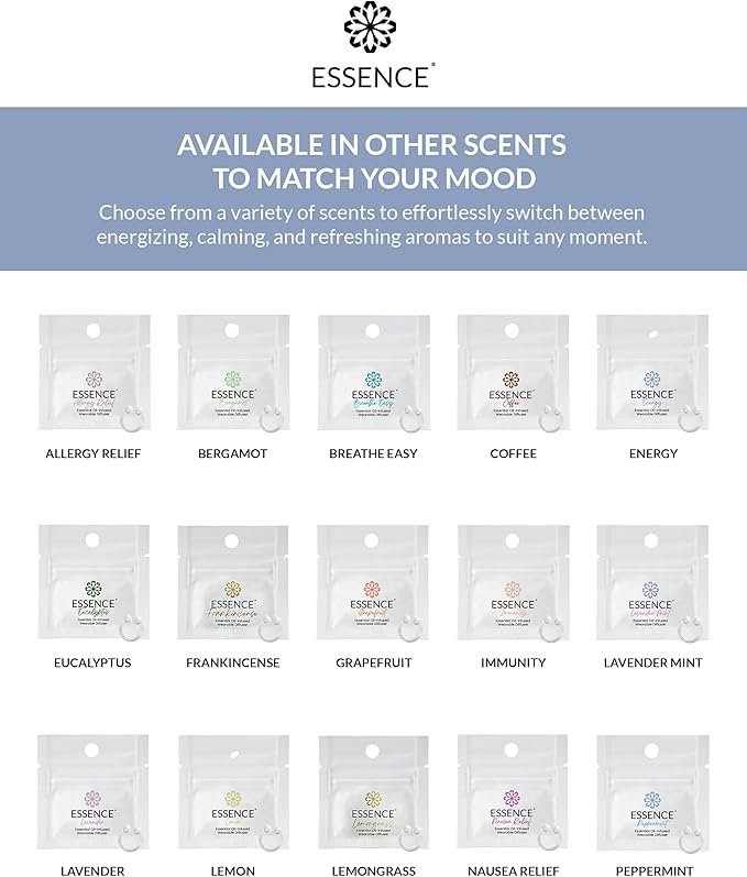 Essence Wearable Aromatherapy Nasal Diffuser – Energy Blend Essential Oil Nose Ring – Personal Scent Clip for Travel, Work & Everyday Use – Made in USA (3 Pack)