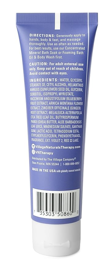 Village Naturals Therapy Comfort Shea Butter Hand & Body Lotion, Blueberry Citrus Scent, 2 fl oz, Pack of 6