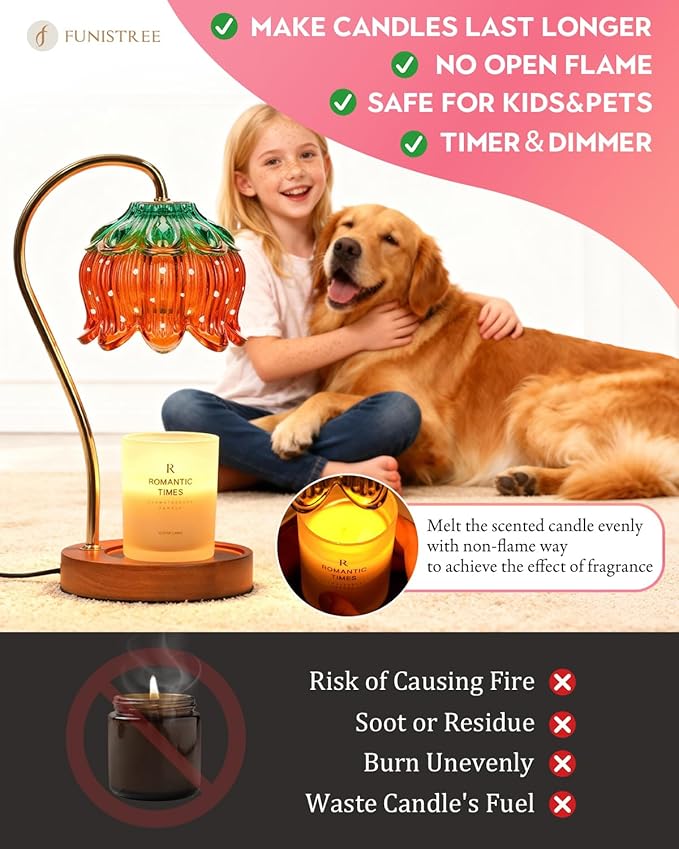 Strawberry Candle Warmer Lamp, Cute Candle Lamp with Timer & Dimmable, Birthday Christmas Gifts for Women Mom, House Warming Gift New Home, Lotus Wax Melt Warmer for Yankee Village Candles