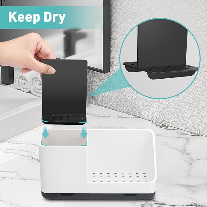 Bathroom Counter Organizer, Bathroom Organizers and Storage, Detachable Toothbrush Holders for Bathroom Vanity Sink Organizer (White)