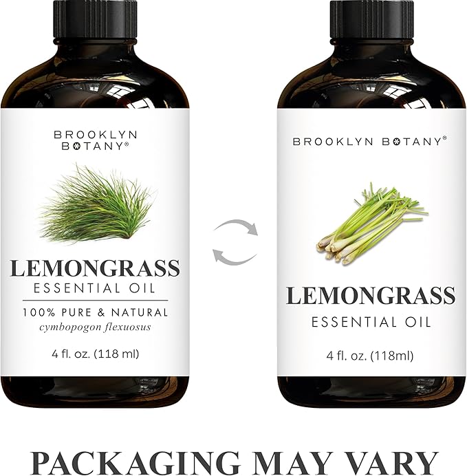 Brooklyn Botany Lemongrass Essential Oil - Huge 4 Fl Oz - 100% Pure and Natural - Premium Grade with Dropper - for Aromatherapy and Diffuser