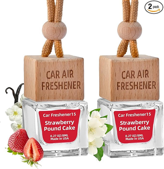 Car Air Freshener Hanging Diffuser – Long-Lasting Essential Oil Scent (Up to 60 Days) – Non-Toxic & Eco-Friendly – 2-Pack Auto Fresheners Made in USA