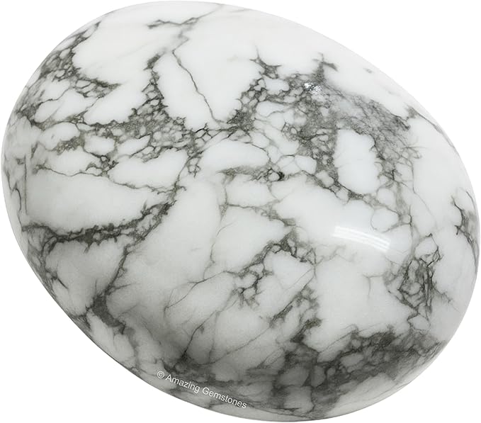 Amazing Gemstone Howlite Crystals and Healing Stones - Large Palm Stone Crystals Piedra - Crystal for Good Luck, Balanced Positive Energy, Meditation - Unique Stocking Stuffers Gifts for Women, Men