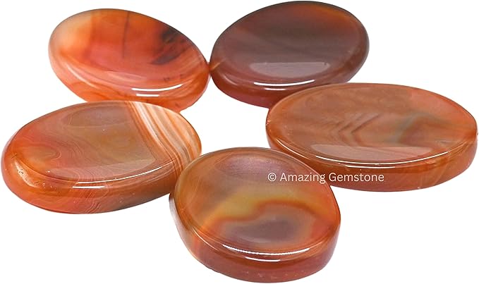 Amazing Gemstone Carnelian Onyx Worry Stone, Healing Crystals - Piedra Crystal Fidget for Gift, Meditation, Calming, Relaxation, Stress Relief