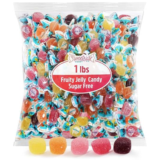 SweetSide Sugar Free Fruit Jelly Candy, 1lb Pack of Sugar Free Candy Bulk, These Candies Individually Wrapped for Convenience and Freshness, Perfect for Sharing or Portion Control