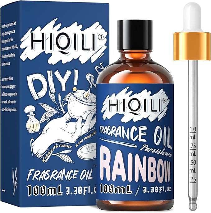 HIQILI Rainbow Essential Oil 100ml -for Aromatherapy, Fragrance Oil for Home Diffuser, Car Freshies, Scented Oil DIY Candle Soap Perfume Making Supplies 3.38 Fl Oz