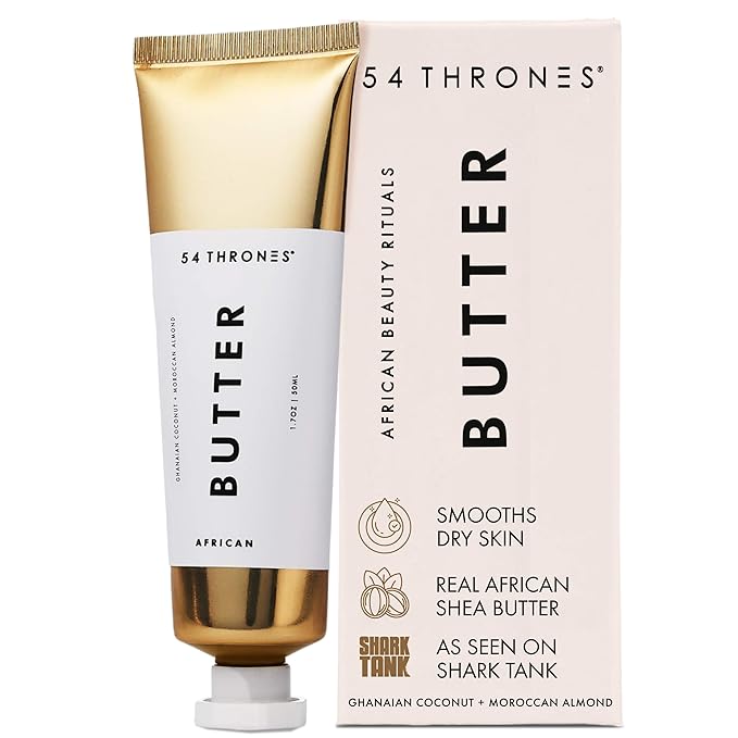 54 Thrones African Beauty Shea Butter, Intensive Dry Skin Support, Moisturizing Body Butter for Women & Men, Moisturizing Body Balm and Cream, Ghanaian Coconut + Moroccan Almond