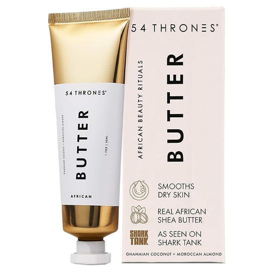 54 Thrones African Beauty Shea Butter, Intensive Dry Skin Support, Moisturizing Body Butter for Women & Men, Moisturizing Body Balm and Cream, Ghanaian Coconut + Moroccan Almond