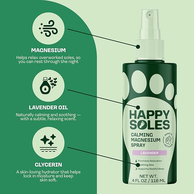 Calming Magnesium Oil Spray for Feet - Relaxing Refreshing Mist with Lavender Oil for Restful Sleep - Paraben Free, Vegan & Cruelty-Free - Fast Absorbing Magnesium Spray to Soothe Soles