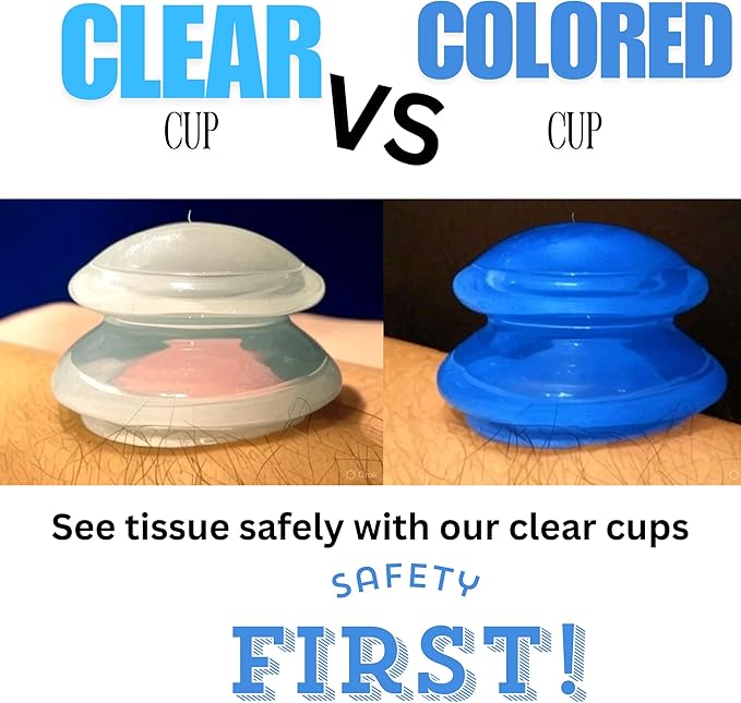 Cupping Warehouse Supreme 6 INT Pro 5560 Silicone Cupping Set - Cupping Kit for Massage Therapy-Soft Ultra Clear Dye-Free for Body Sculpt, Cellulite, Scar & Pain (2S 1.5", 2M 2", 2L 2.5") - Not 6065