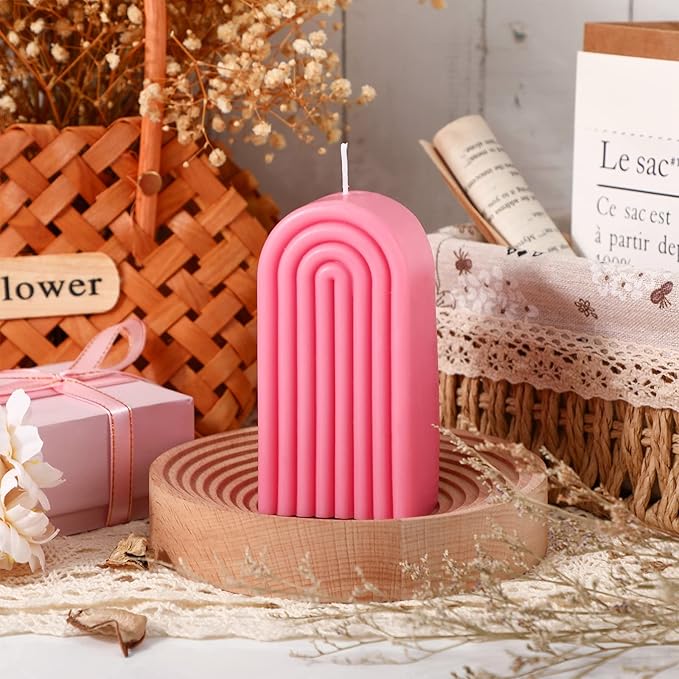 Arch Shaped Candles Geometric Scented Aesthetic Candle Geometric U Shaped Candles Minimalist Candle Aroma Wax Art Decorative Soy for Spa Yoga Birthday Gift Home Party Decor(Pink)