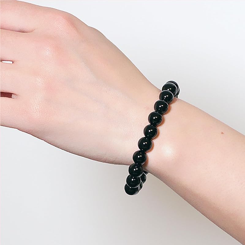 Black Tourmaline Bracelets Sets For Men Protection Bracelets For Women Chakra Feng Shui Stretchy Obsidian Agates 8mm Beaded Bracelets Lucky Handmade Bracelets(Tourmaline 2pcs)