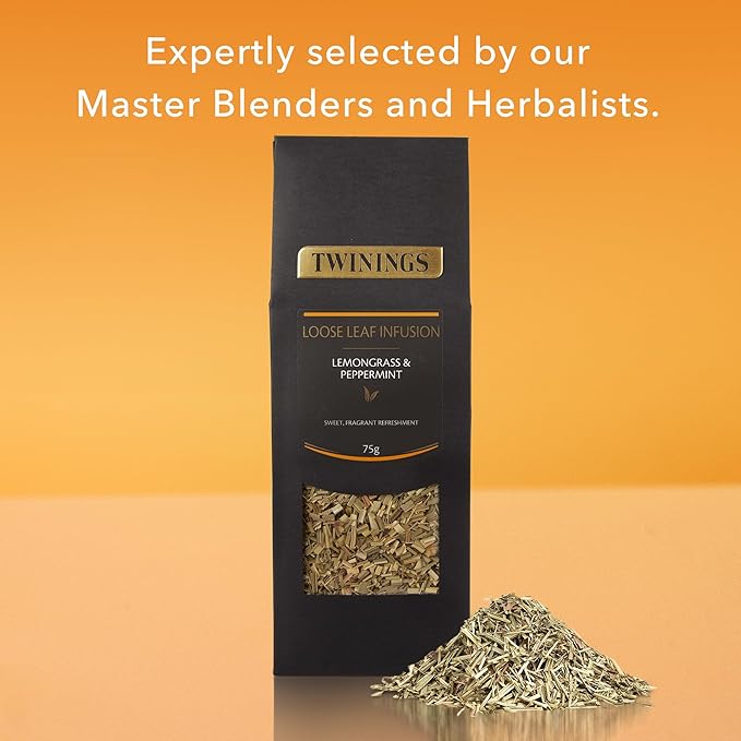 Twinings Lemongrass & Peppermint Loose Leaf Infusion Herbal Tea, 2.65 Ounce (75g) Pouch, Naturally Caffeine-Free, Enjoy Hot or Iced