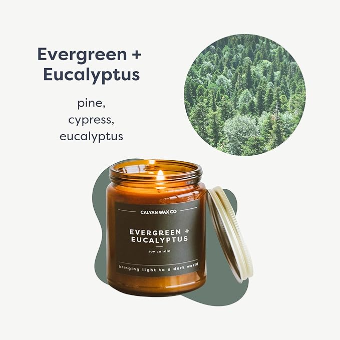 Calyan Wax Co. Scented Candle Gift Set, Candle Flight, Set of 3 Scented Candles, Non Toxic & Vegan Soy Wax, Amber Glass Jar Candles for Men, 57 Hour Burn Time, 7oz Each