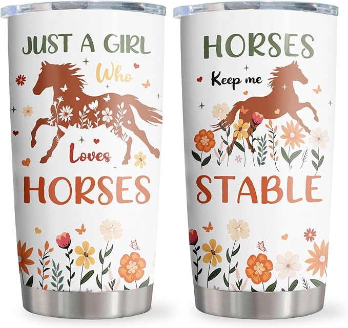 Horse Gifts for Women/Girls, Christmas/Birthday Present for Horse Lover Tumbler 20oz, Just A Girl Who Loves Horses Mug 1PC