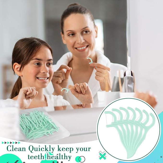 Baderke 600 Count Floss Picks Bulk Dental Flossers Picks for Adults Non Breakable Tooth Picks Flossers Teeth Cleaning Dental for Family Pack Travel(Light Green)