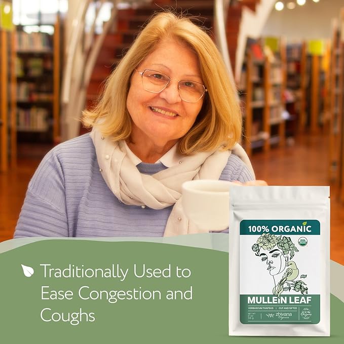 Organic Mullein Leaf Tea (2oz.) - Loose Leaf Dried Mullien Leaves - Gordolobo Tea Organica - Wild Harvested - Herbal Tea for Lungs & Respiratory Health