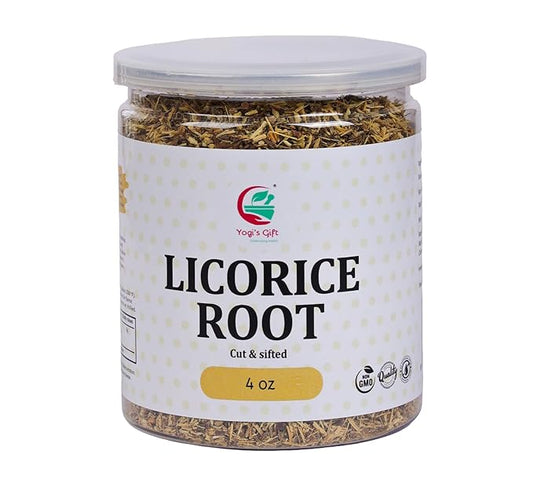 Licorice Root 4oz, Cut and Sifted, 100% Pure & Natural Dried Licorice Root, Premium Quality, Ideal for Tea, Herbal Blends, and Wellness Uses - By Yogi’s Gift®