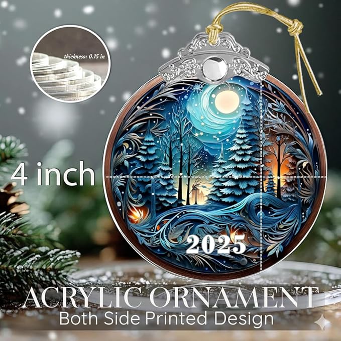 Christmas Tree Acrylic Ornament, Christmas Ornaments 2025, Christmas Ornament, Tree Ornaments, White Elephant Gifts for Adults, Gag Gifts Funny Adult, Christmas Decor (Christmas in The Forest)