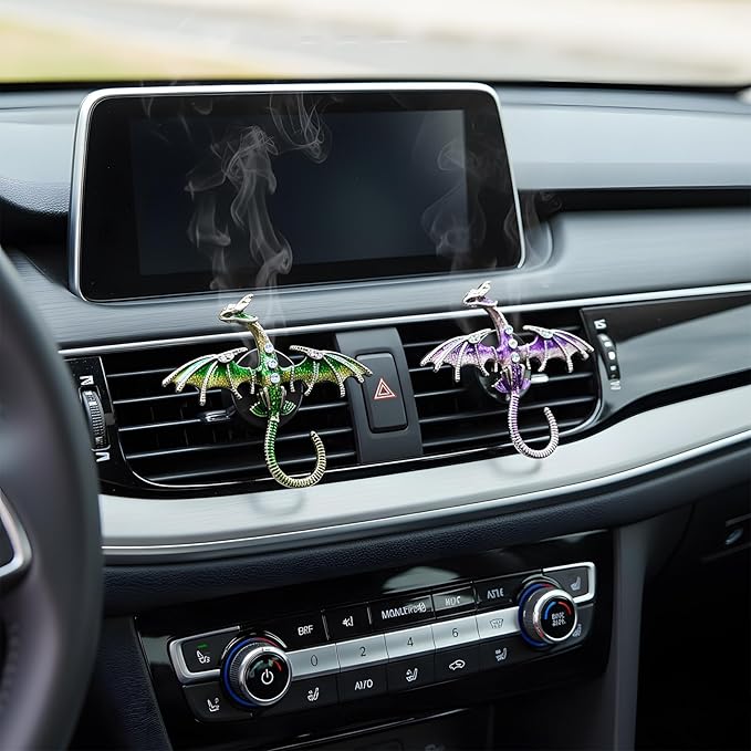 2Pcs Bling Dragon Car Vent Clips - Crystal Rhinestone Air Fresheners Car Accessories Dashboard Decorations, Cars Interior Diffuser Decor Gift for Women Lover and Friend