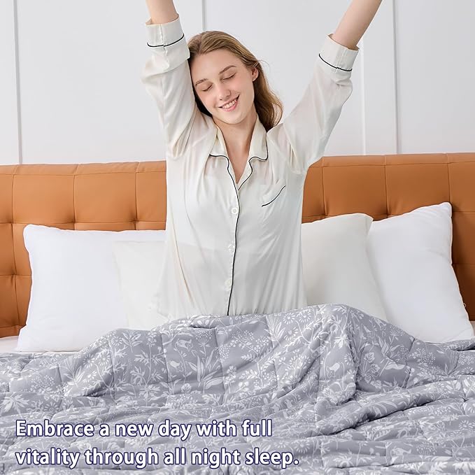 25 lbs Weighted Blanket Queen Size for Adults (60”x 80”, Pearl Grey) Cooling Heavy Blanket for Sleeping Perfect for 240-260 lbs, Winter Thick Breathable Blanket with Premium Glass Bead