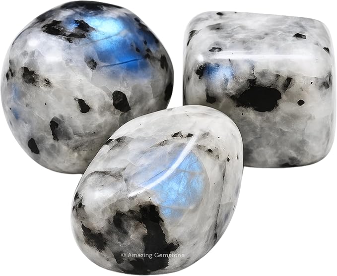 Amazing Gemstone Rainbow Moonstone Crystals and Healing Stones Tumbled - 1000+ Carats Rainbow Moonstone Stone, Healing Stones for Energy Balance, Stress Relief - Premium Polished Gems Rocks