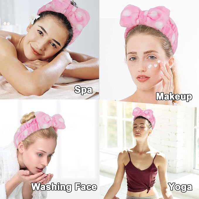 Casoty 6 Pcs Makeup Hair Headbands, Soft Coral Fleece Spa Headband for Washing Face, Facial Headband for Face Washing Shower Skin Care Yoga