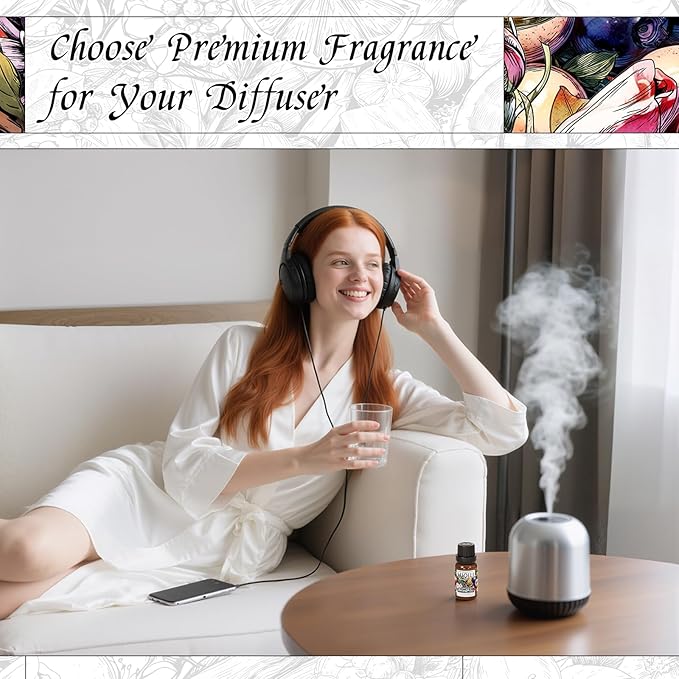 HIQILI Honeyed Sandalwood Diffuser Oil for Car Air fresheners, Ultrasonic or Reed Diffuser, Relaxing & Cozy, Hotel Scent - 0.34 Fl Oz