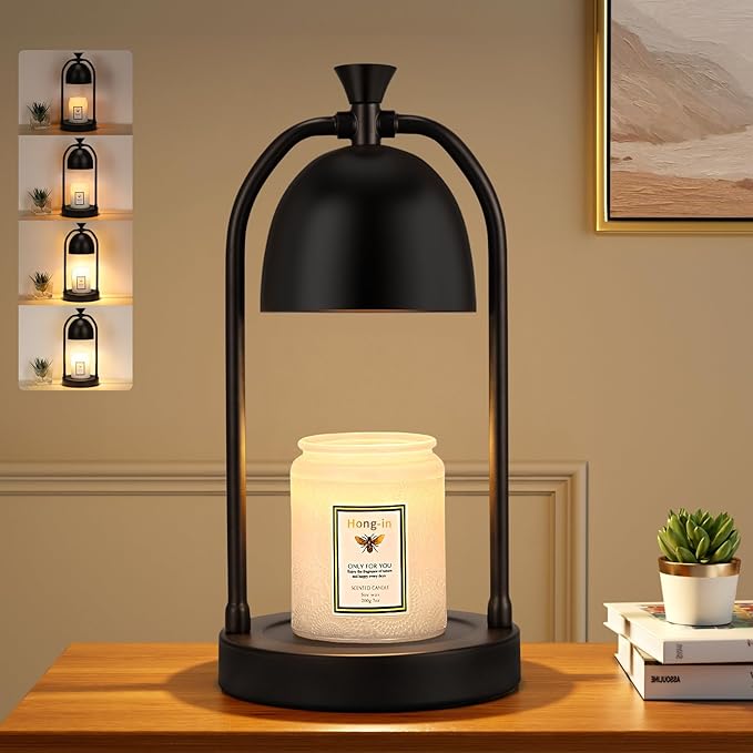Hong-in Black Candle Warmer Lamp with Timer - Electric Wax Melts Warmer for Candle Jars, Cozy Home Decor House Warming Gifts for Women