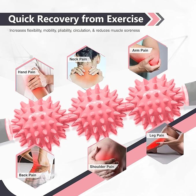 Fascia Muscle Roller, Cellulite Massager Fascia Roller for Cellulite and Sore Muscles, Neck, Leg, Back, Pressure Trigger Point Body Roller Deep Tissue Massage Stick Tools - 3 Massage Balls