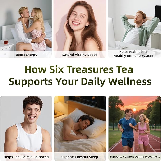 Kidney Tea Formula Ginseng Six Treasure Tea, Traditional Chinese Herbal, Natural Kidney Cleanse tea for Women & Men, 6 Precious Ingredients Formula (1Pack/30Bags)